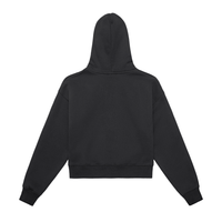 Fleeced Zip-Up Cropped Hoodie