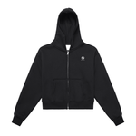 Fleeced Zip-Up Cropped Hoodie